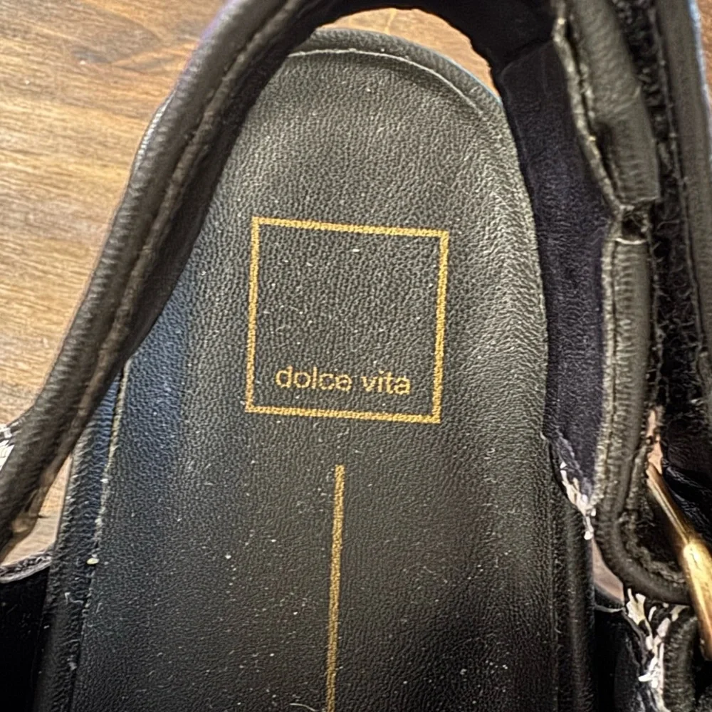 Dolce Vita Black White Shelli Wedge Sandal‎ 8W